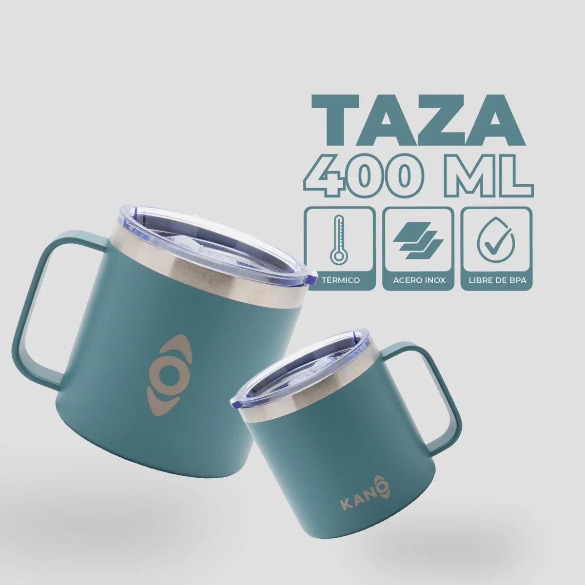 Taza Térmica 400 ml Turquesa - Imagen 4