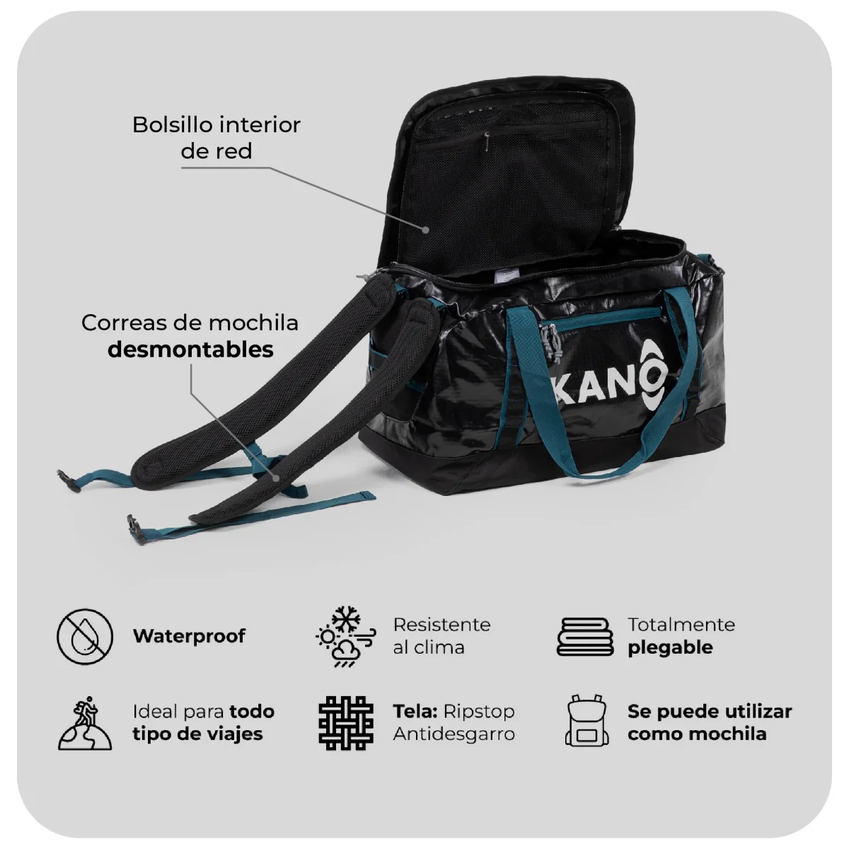 Bolso Mochila Impermeable 40L Darwin Black - Imagen 5