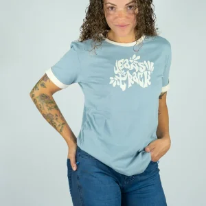 Camiseta Algodón Orgánico Ringer Blue Mujer