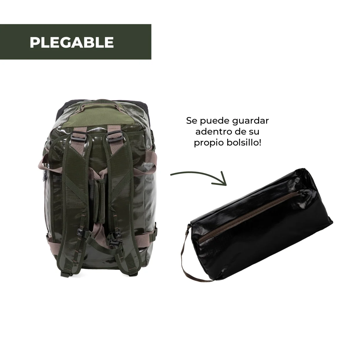 Bolso Mochila Impermeable 40L Darwin Verde - Imagen 6