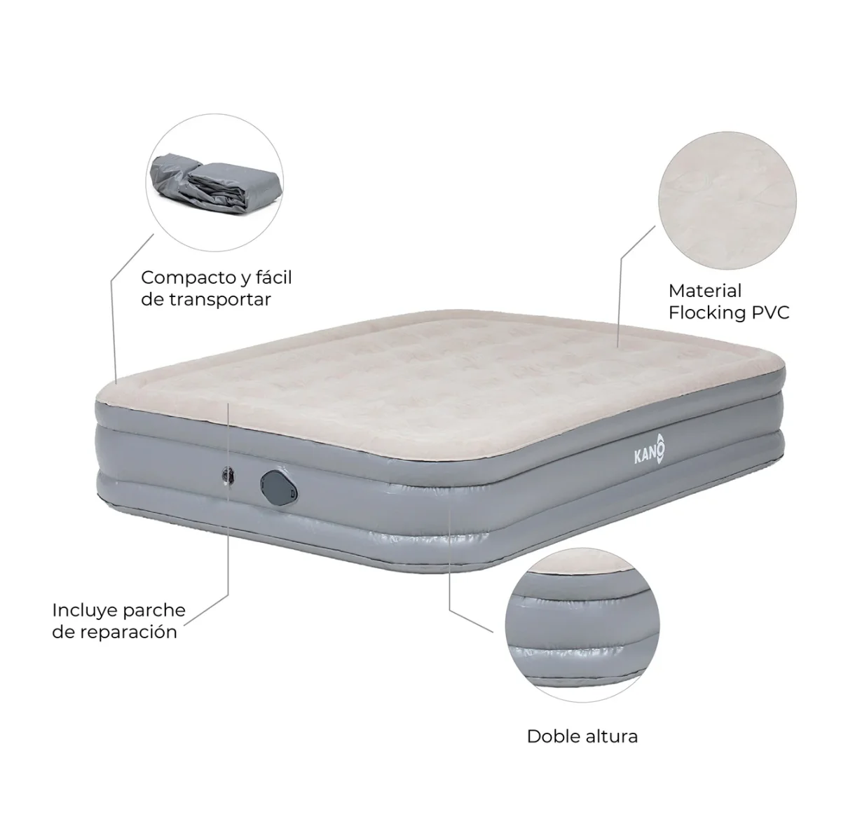 Colchón Inflable Con Batería 2 Plazas Chagual - Imagen 5