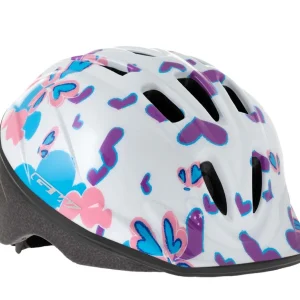 Casco Infantil N1 Blanco Corazones Morados