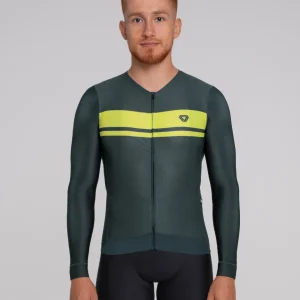 Camiseta Manga Larga Basic Gris -Amarillo Neón