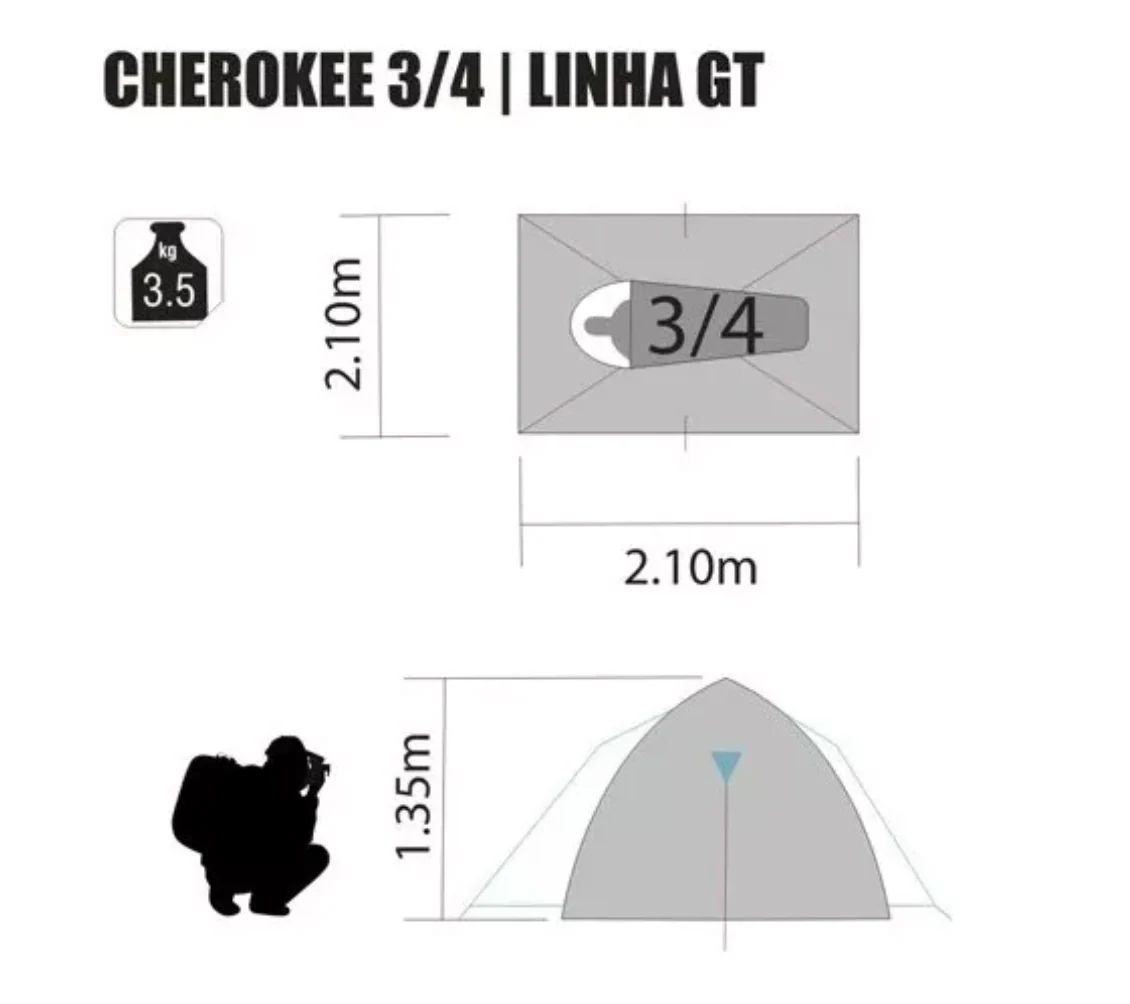 Carpa Nautika Cherokee 3/4 P / 2.500 Ml/ Hiking Outdoor / Oferta - Imagen 5