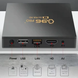 Q96 Max TV Box Android 14.0 8GB 128GB 4K Ultra HD Wi-Fi HDMI Control Remoto