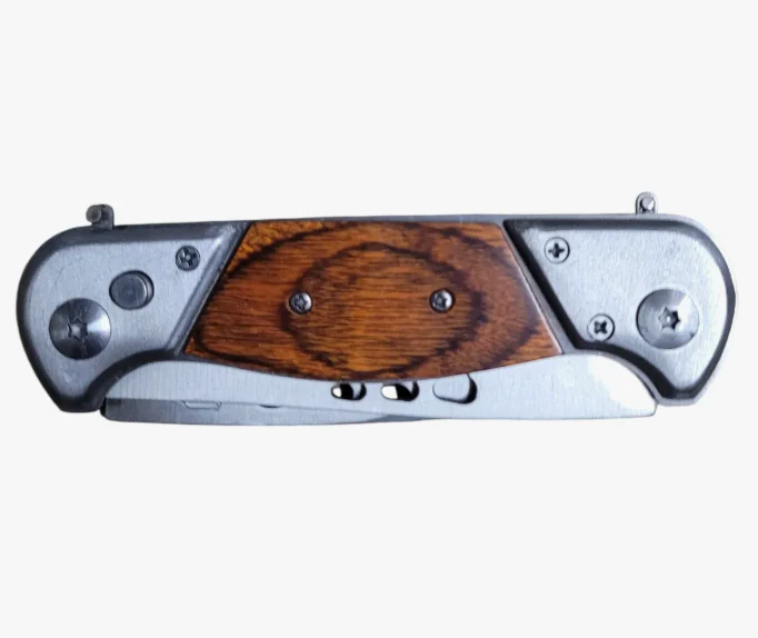 Cortapluma Doble Hoja Centro Madera Con Estuche - Marron Plateado - Imagen 4