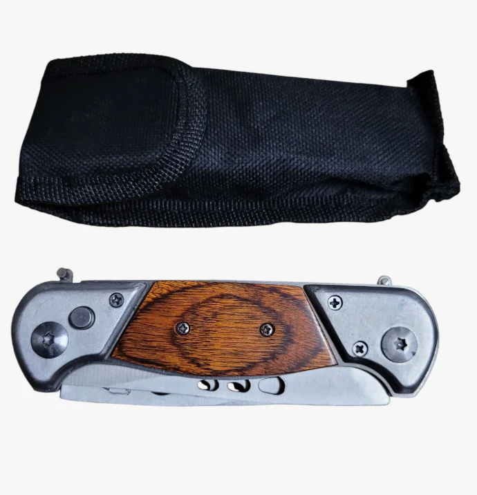 Cortapluma Doble Hoja Centro Madera Con Estuche - Marron Plateado - Imagen 3