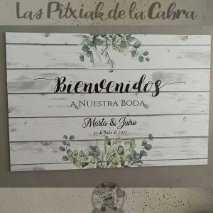 Cartel Bienvenida Eucalipto Horizontal