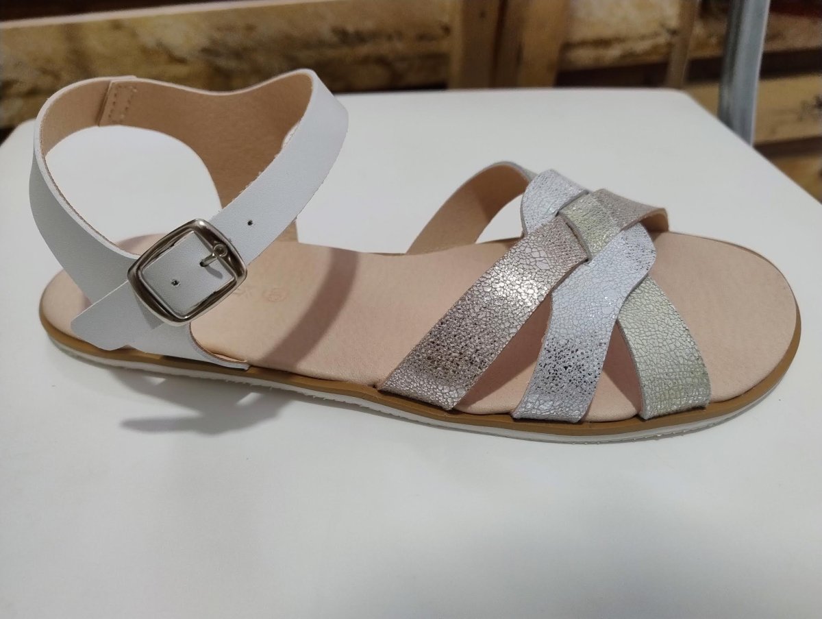 Coqueflex sandalias barefoot 15531 blanco y brilli adulto y niño