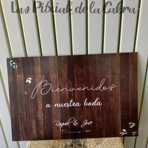 Cartel de boda madera horizontal