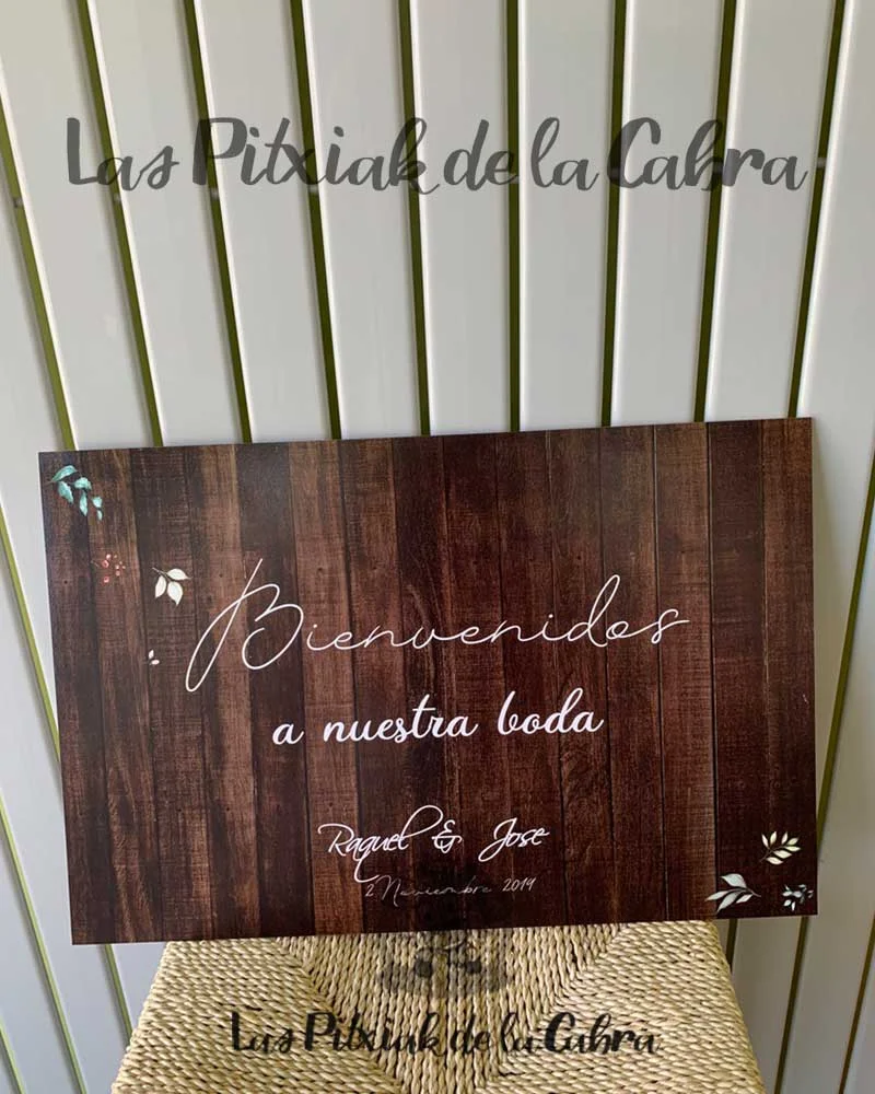 Cartel de boda madera horizontal