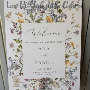 Cartel Welcome flores silvestres Ana y Daniel