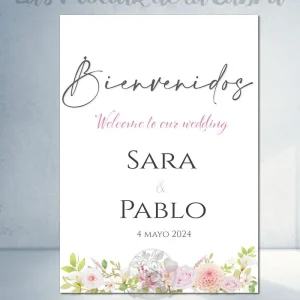 Cartel Bienvenida Sara y Pablo
