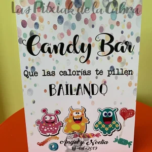 Cartel Candy Bar con Calorías Monisimas