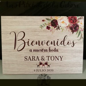 Cartel de boda Bienvenidos horizontal