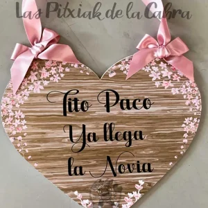 Corazón Marrón Flores Rosas