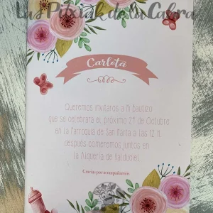 Invitación Bautizo Carlota sin sobre