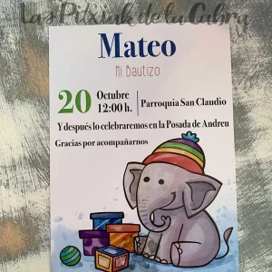 Invitación Bautizo Mateo sin sobre