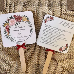 Pai Pai Abanico flores granates