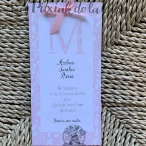 Recordatorio Bautizo con lazo