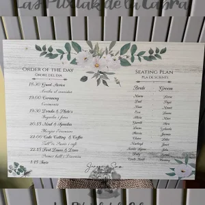 Seating y orden del día boda