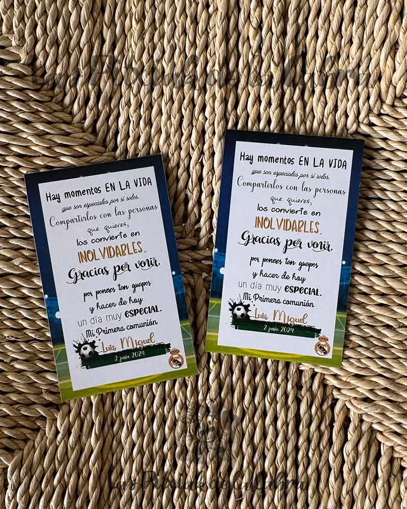 Tarjetas de agradecimiento Futbol Real Madrid - Imagen 2