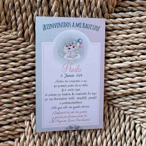 Tarjeta de Agradecimiento Bautizo Paula