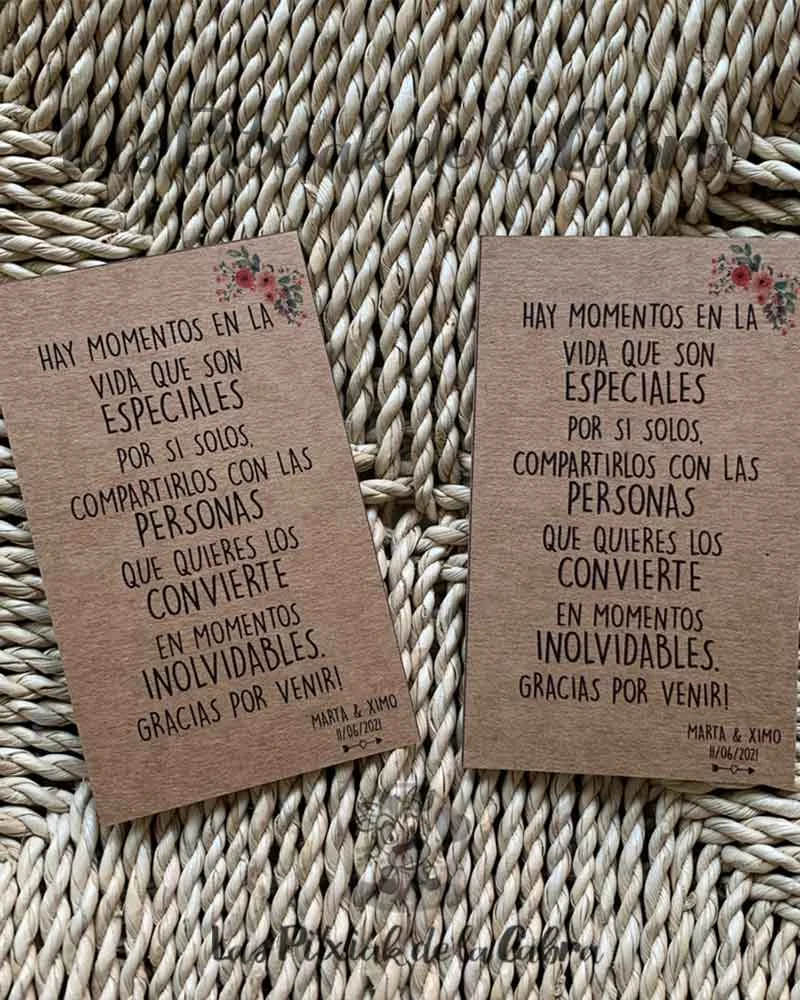 Tarjeta de Agradecimiento Kraft Flores