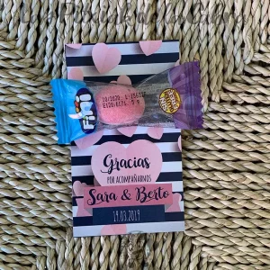 Tarjeta de Agradecimiento Rayas y Corazones