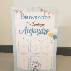 Cartel Bienvenida Bautizo con seating