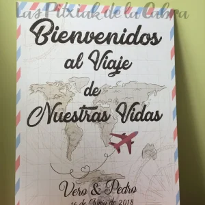 Cartel para bodas viajeras Bienvenidos al viaje de Nuestras Vidas