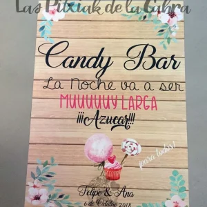 Cartel Estampado Madera Candy Bar