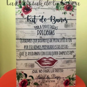 Cartel Madera blanca Kit de Baños «Preciosas»