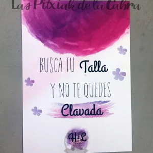 Cartel “Busca tu talla y no te quedes clavada”