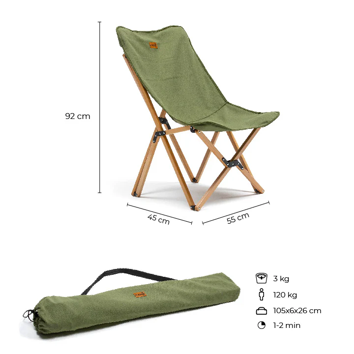 Silla Plegable Para Camping Natural Verde - Imagen 4