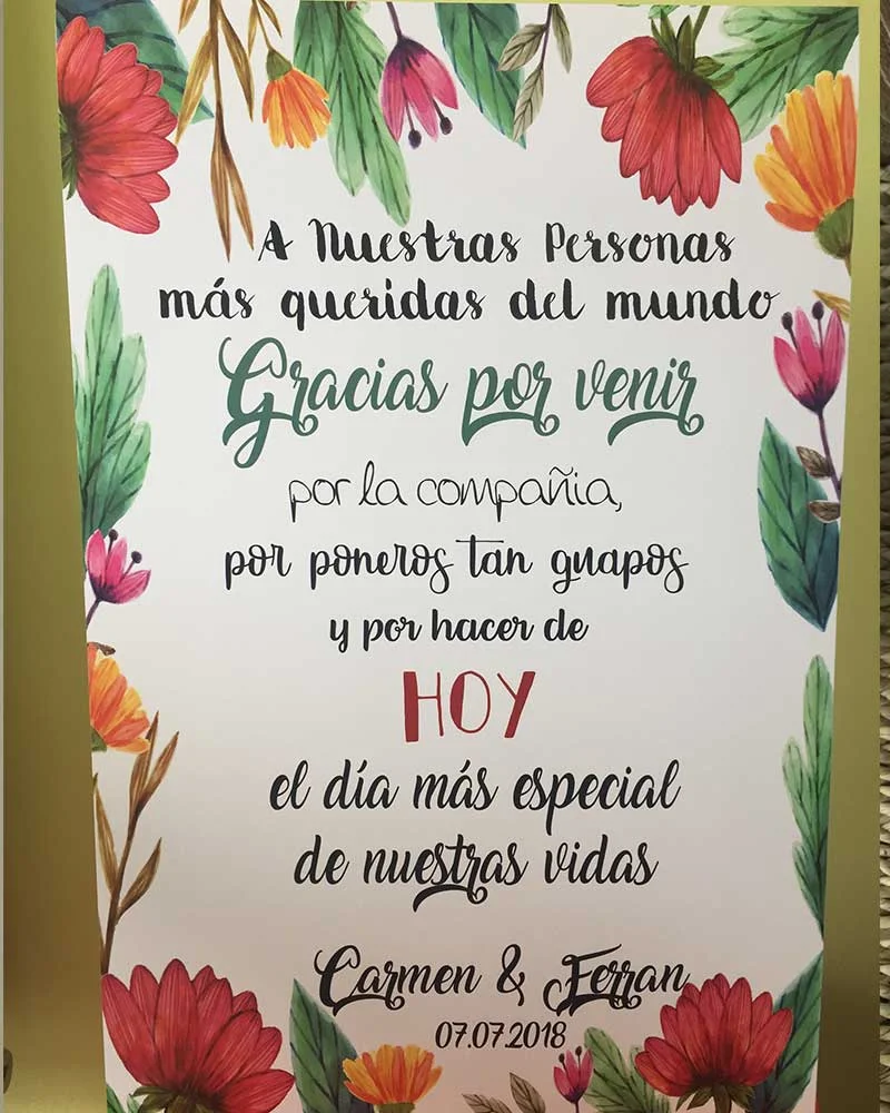 Bienvenidos boda colores alegres