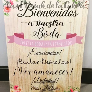 Cartel Bienvenidos a nuestra Boda madera