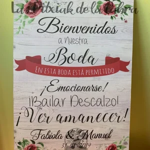 Cartel de bienvenida a la boda de Fabiola