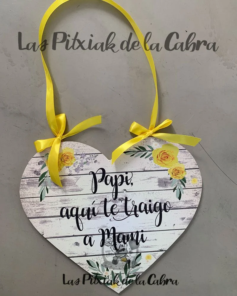 Corazón Aquí viene la novia Novia con flores amarillas - Imagen 2