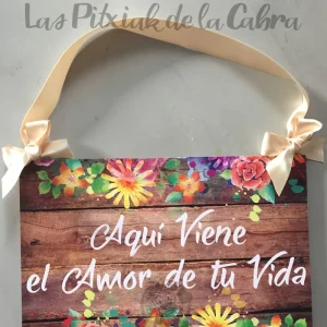 Cartel amor de tu vida madera rústica