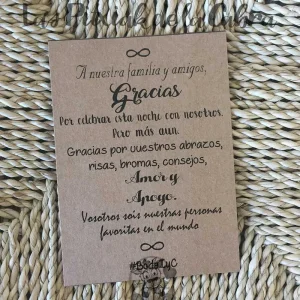 Tarjeta de agradecimiento en papel Kraft Iris