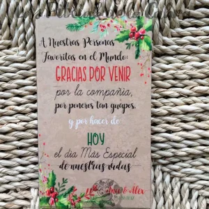 Tarjeta de Agradecimiento Estampado Acebo