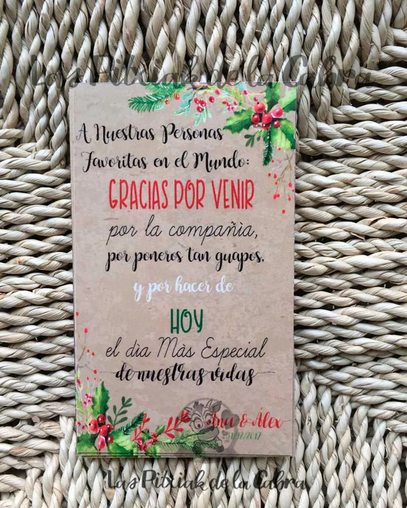 Tarjeta de Agradecimiento Estampado Acebo