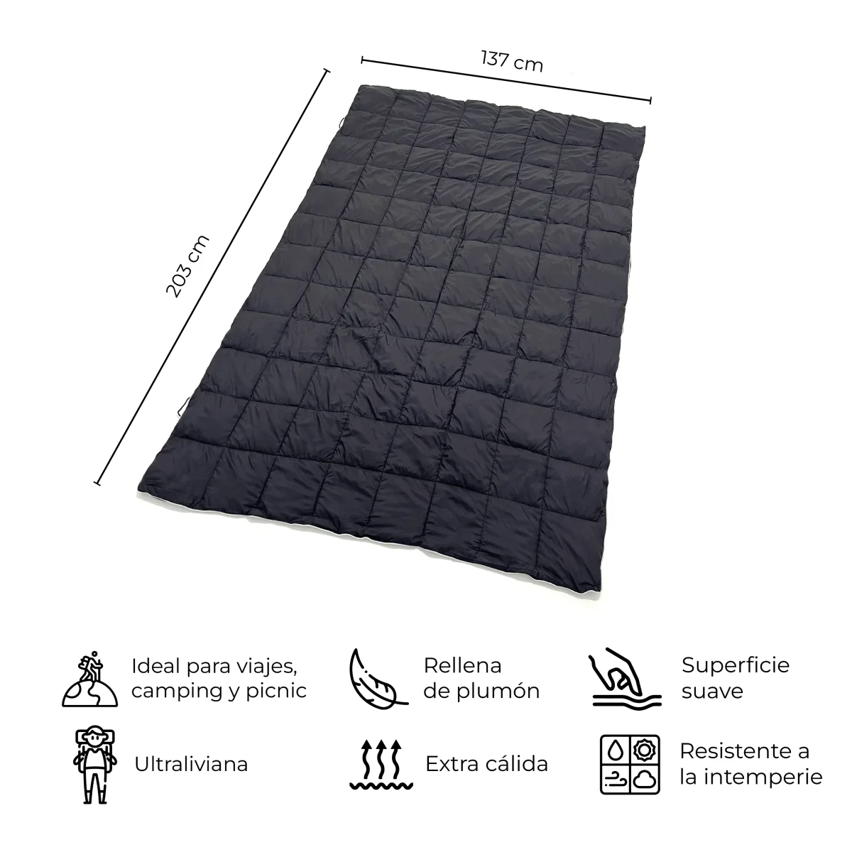 Manta Térmica Outdoor Puelo Negro - Imagen 4