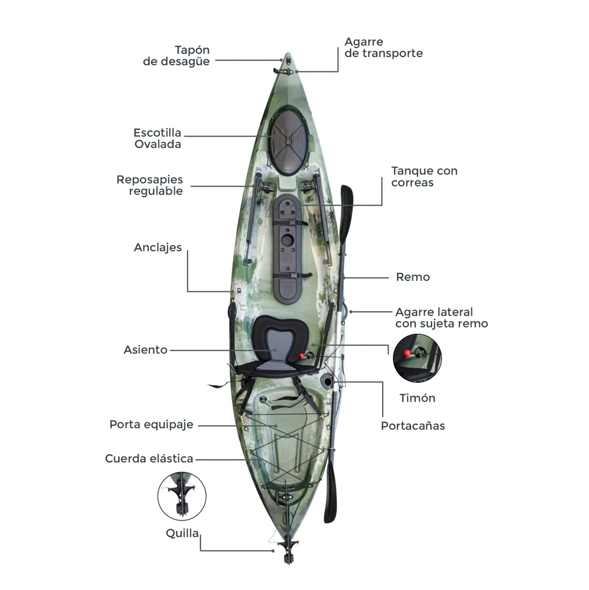 Kayak Single con Timón Mini Dace - Imagen 4