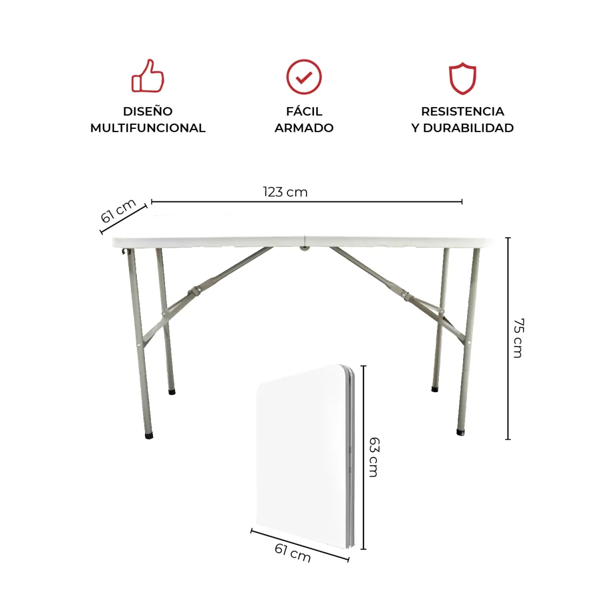 Mesa Plegable Multifuncional 120 Cm Mocha - Imagen 4