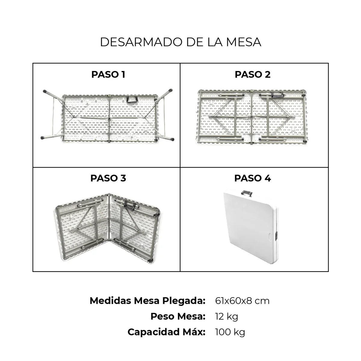 Mesa Plegable Multifuncional 120 Cm Mocha - Imagen 6