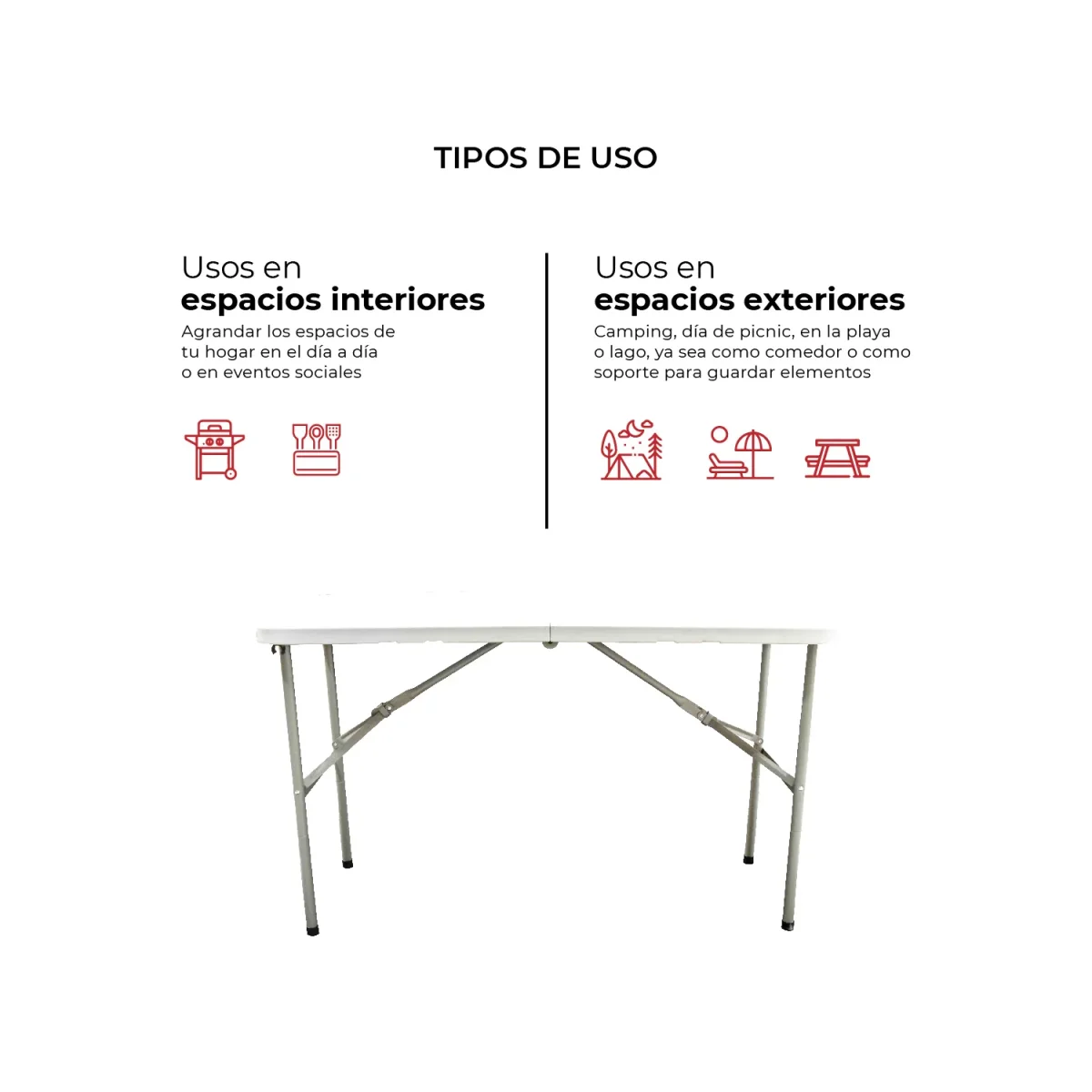 Mesa Plegable Multifuncional 120 Cm Mocha - Imagen 7