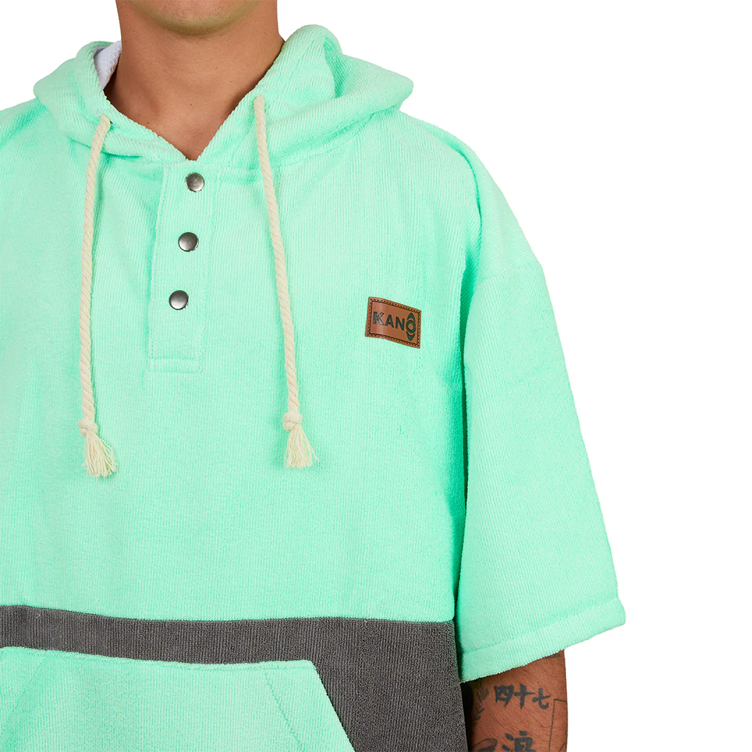 Poncho Terry Negro Verde - Imagen 3