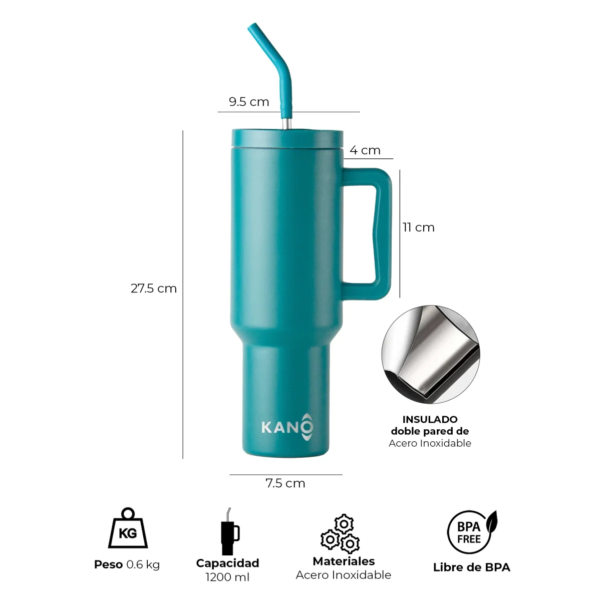 Vaso Térmico Mug 1200ml Petróleo - Imagen 5